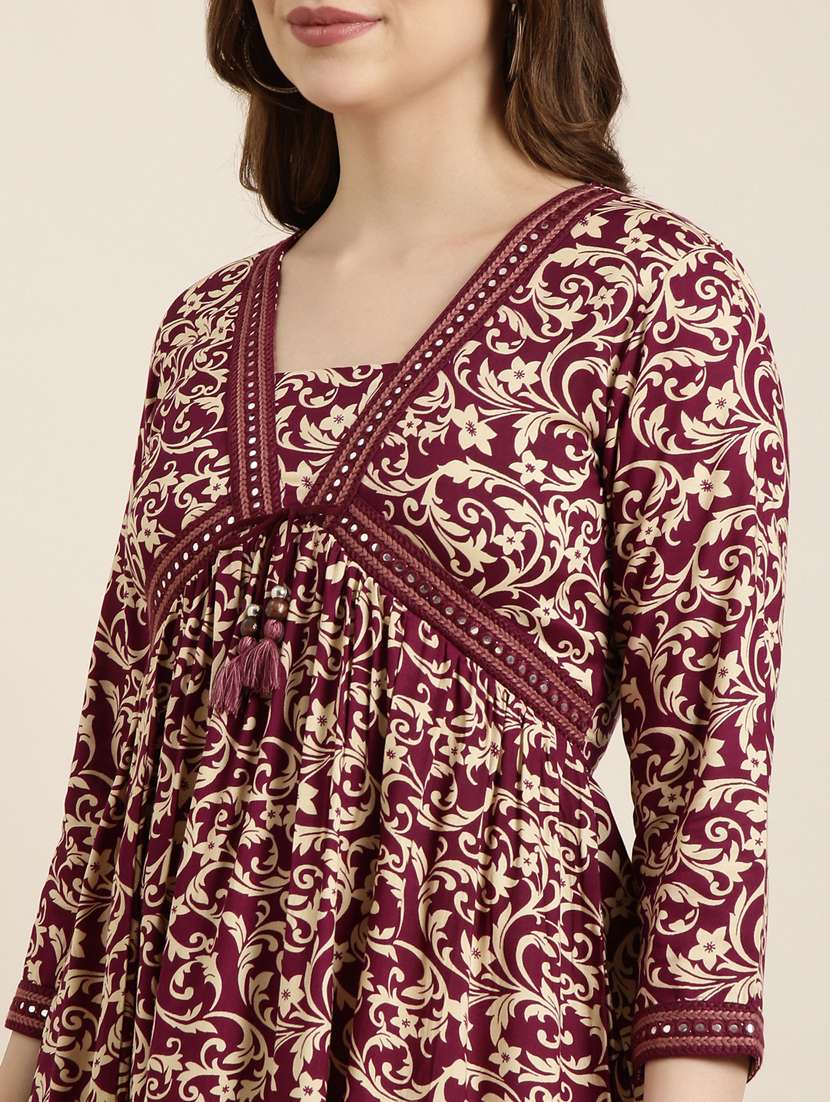 women three quarter sleeve anarkali kurta - 20960942 -  Standard Image - 5