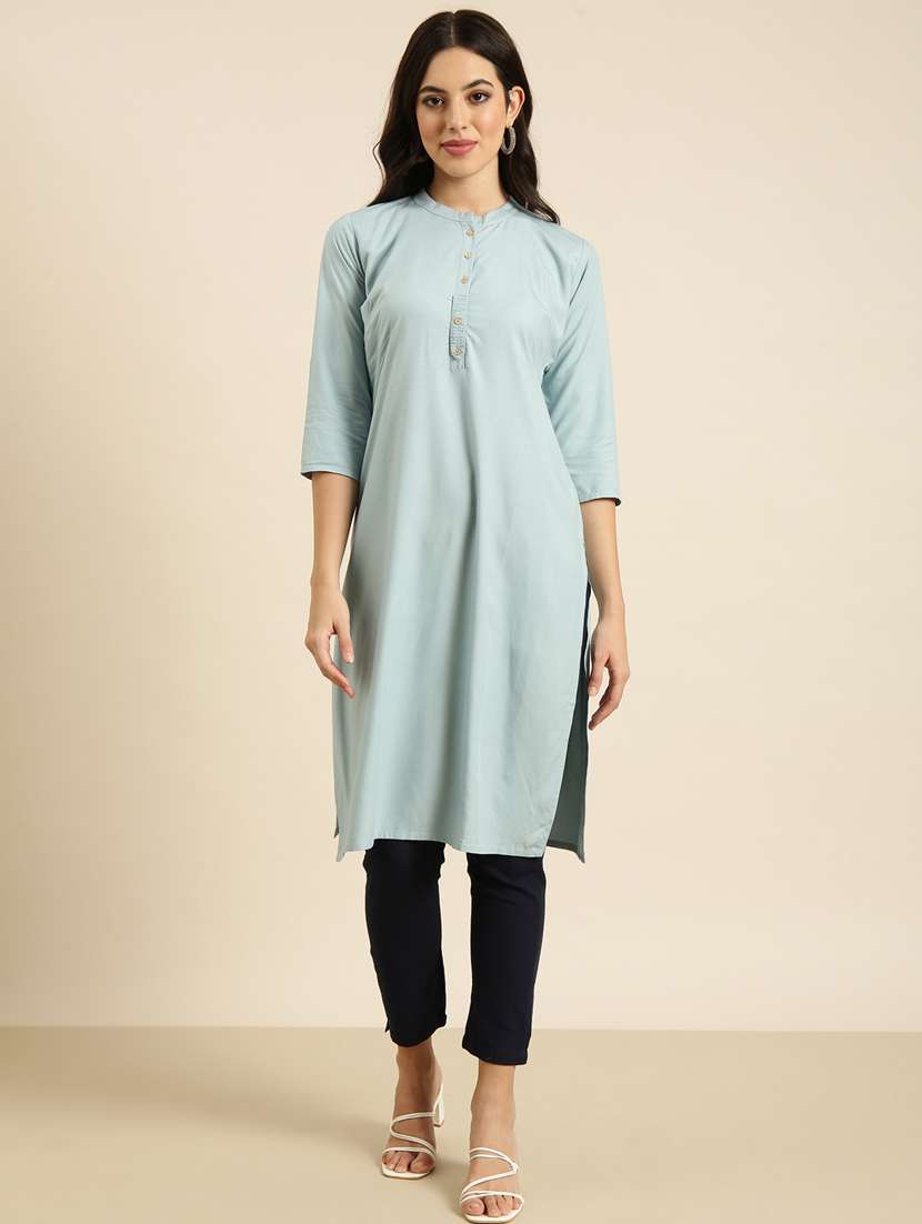 women three quarter sleeve straight kurta