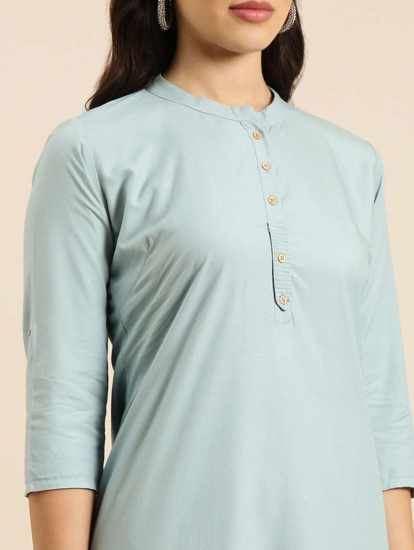 women three quarter sleeve straight kurta - 20960948 -  Standard Image - 5