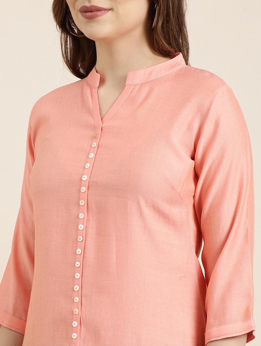 women three quarter sleeve straight kurta - 20960952 - Standard Image - 5