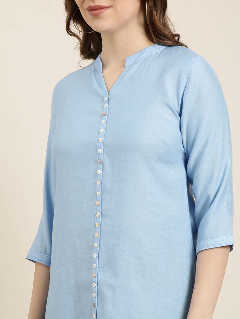 women three quarter sleeve straight kurta - 20960953 -  Standard Image - 5