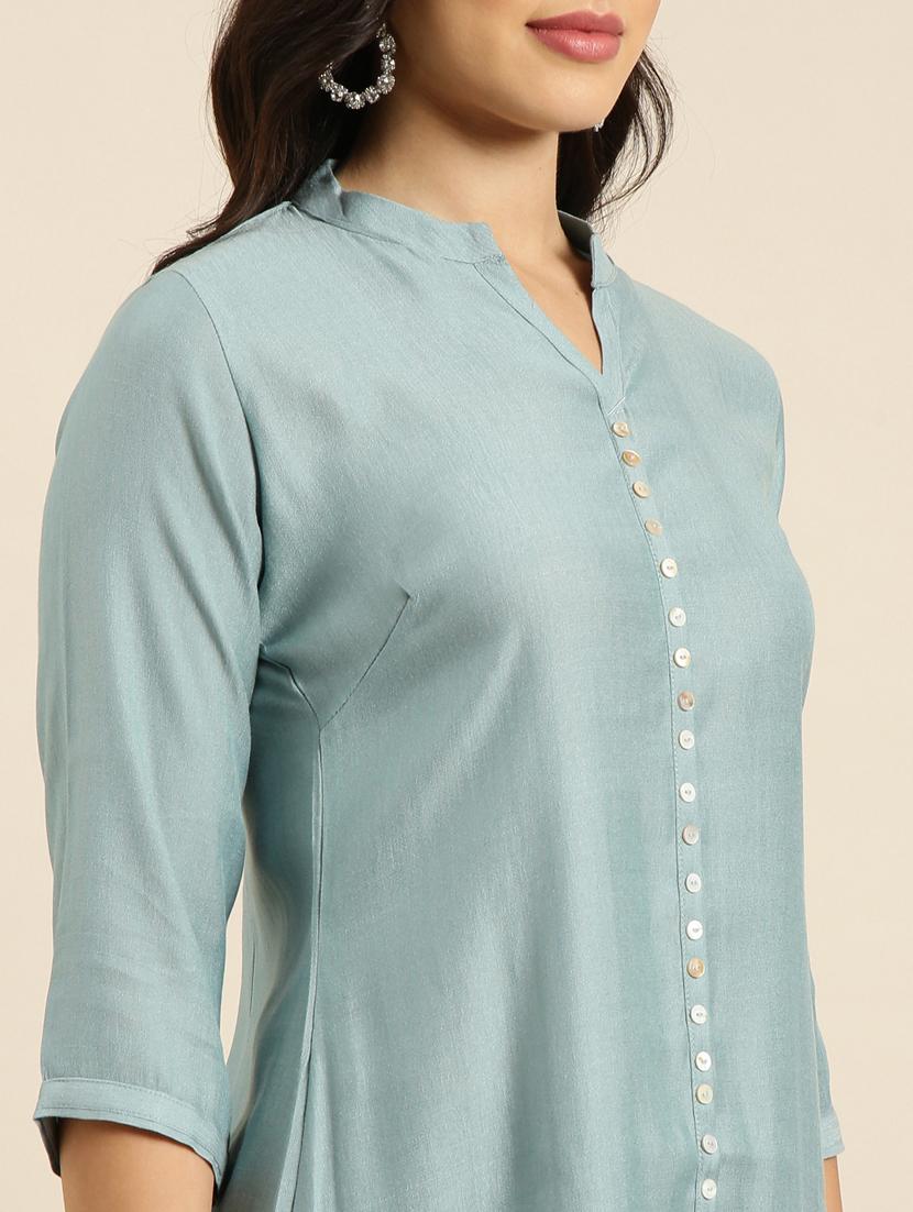 women three quarter sleeve straight kurta - 20960956 - Standard Image - 5