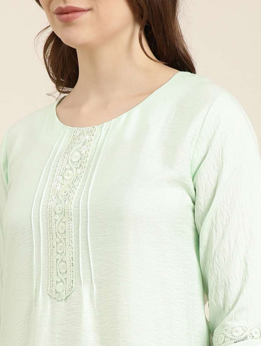 women three quarter sleeve straight kurta - 20960958 -  Standard Image - 5