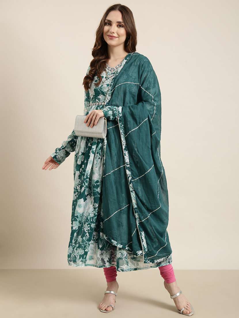 women floral printed v neck kurta dupatta set - 20960974 -  Standard Image - 3