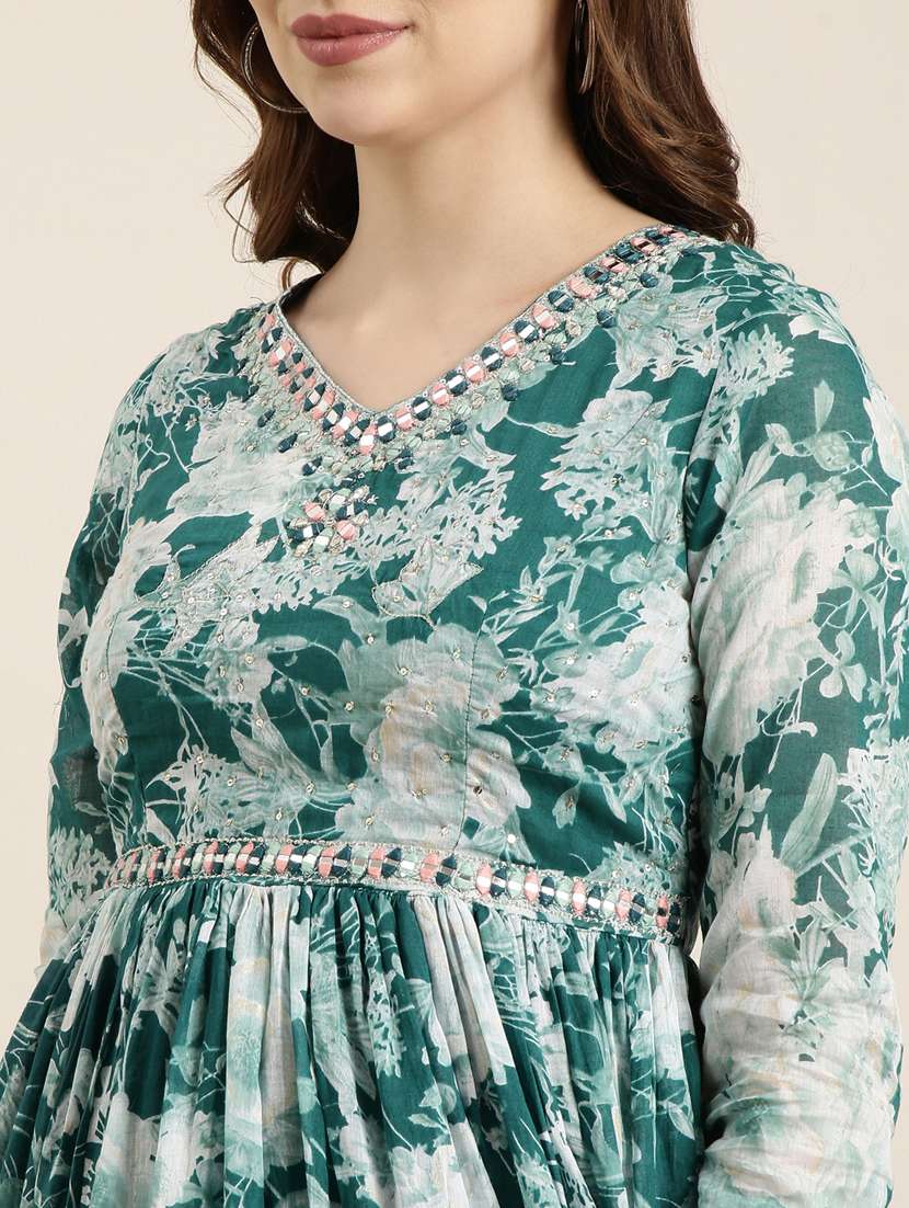 women floral printed v neck kurta dupatta set - 20960974 -  Standard Image - 5