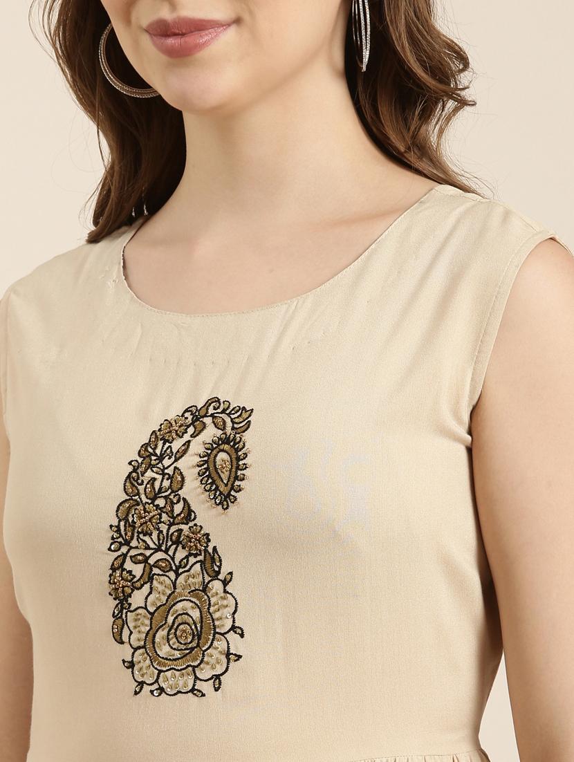 women beige round neck kurta with long shrug - 20961000 - Standard Image - 5