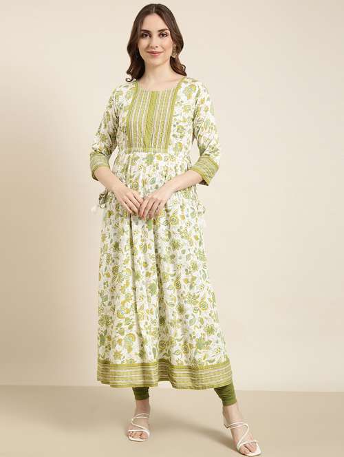 women white round neck floral printed kurta - 20961007 - Standard Image - 0