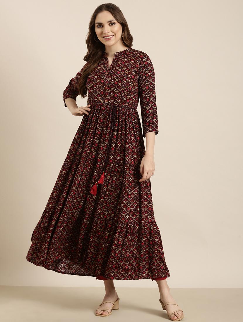women three quarter sleeve anarkali kurta - 20961047 - Standard Image - 3