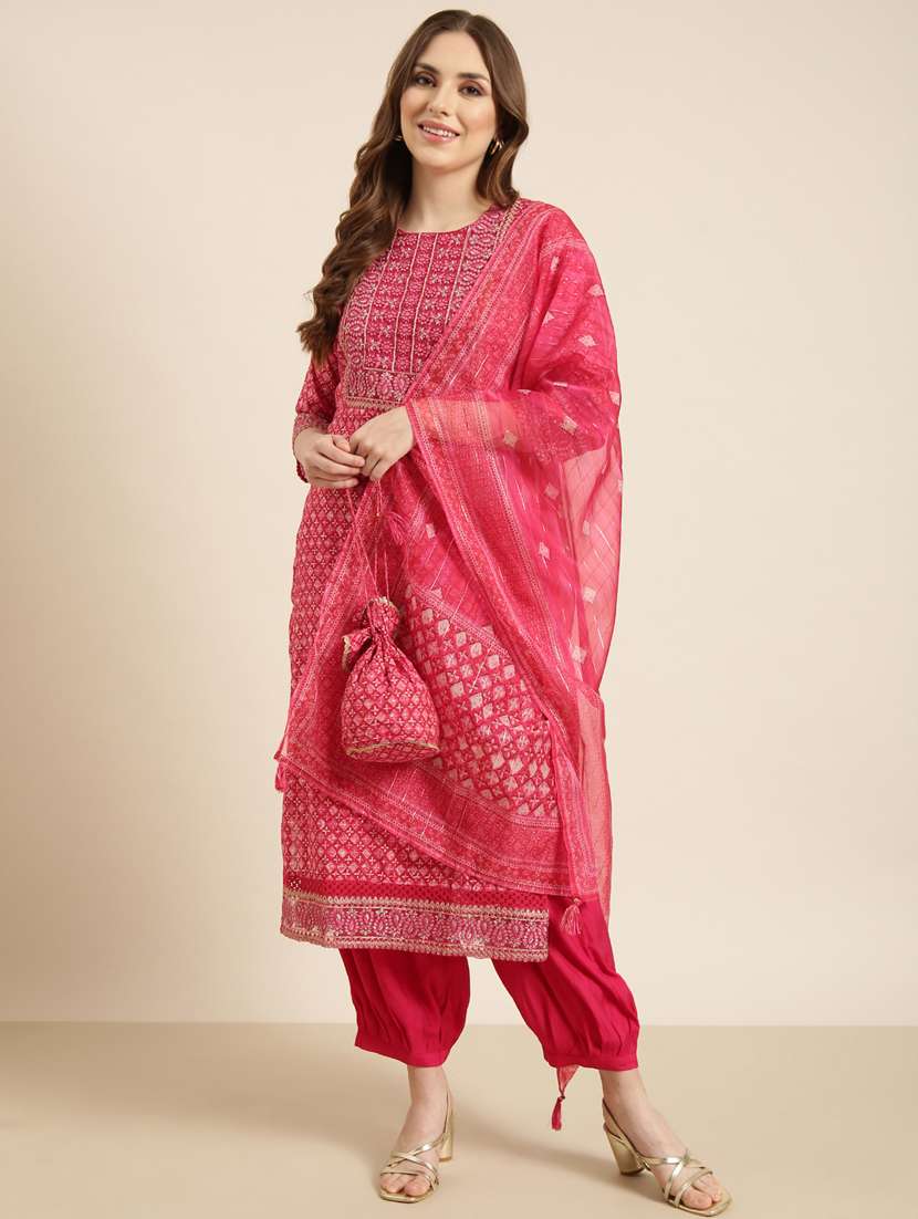 women pink printed kurta salwar set with dupatta - 20961076 -  Standard Image - 3
