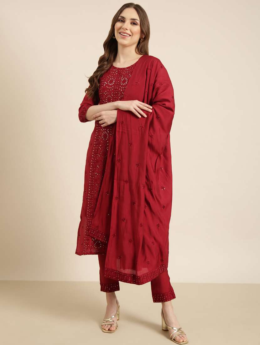 women three quarter sleeve kurta pant set - 20961078 -  Standard Image - 3