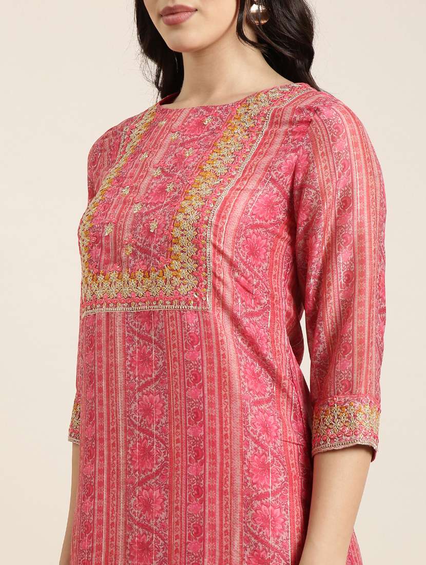 women floral round neck kurta pant set with dupatta - 20961092 -  Standard Image - 5