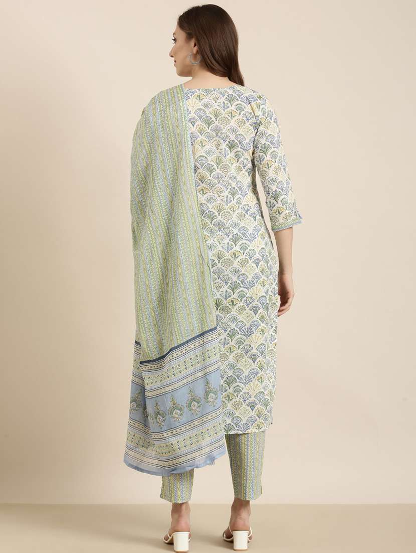 women printed round neck kurta pant set with dupatta - 20961115 -  Standard Image - 3