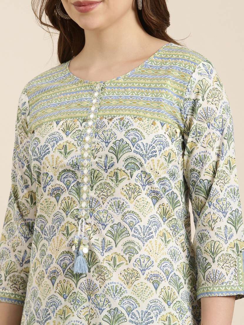 women printed round neck kurta pant set with dupatta - 20961115 -  Standard Image - 5