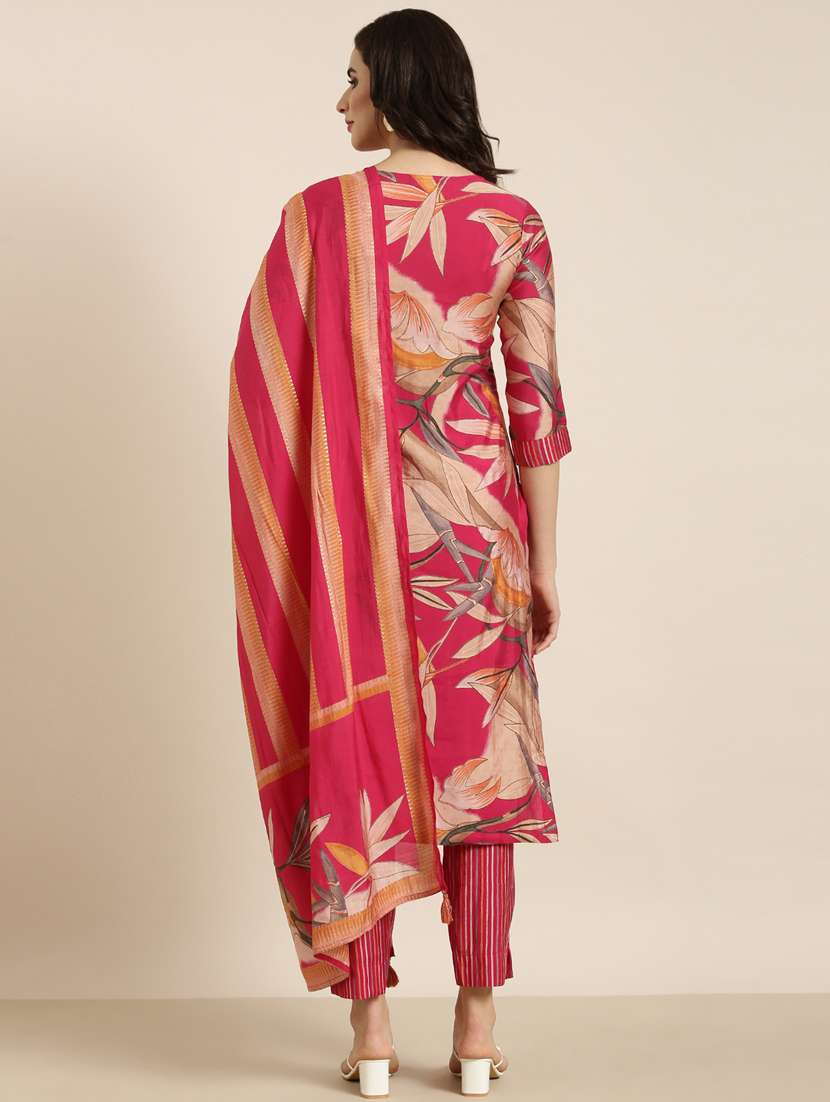 women floral v neck kurta pant set with dupatta - 20961121 -  Standard Image - 3