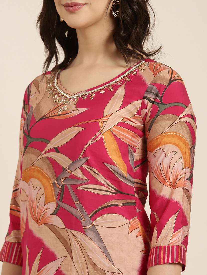 women floral v neck kurta pant set with dupatta - 20961121 -  Standard Image - 5