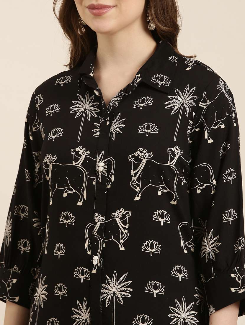 women printed three quarter sleeve kurta pant set - 20961129 -  Standard Image - 5