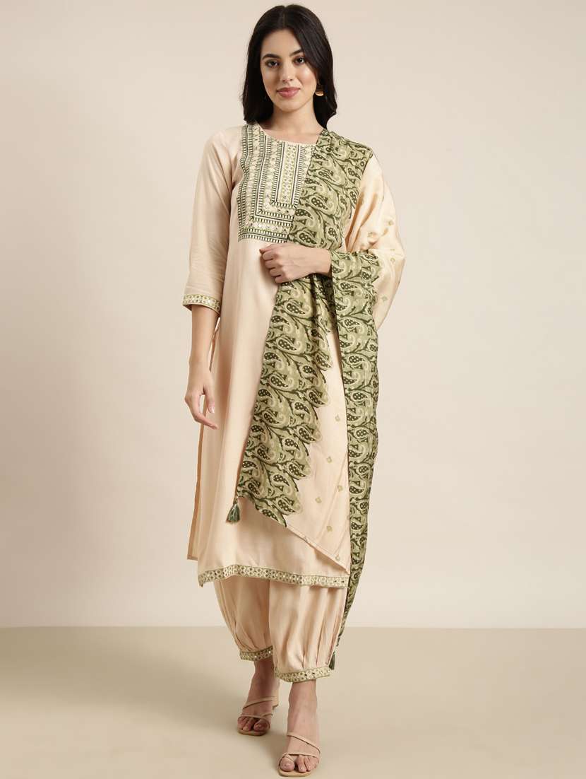 women embroidered kurta salwar set with dupatta