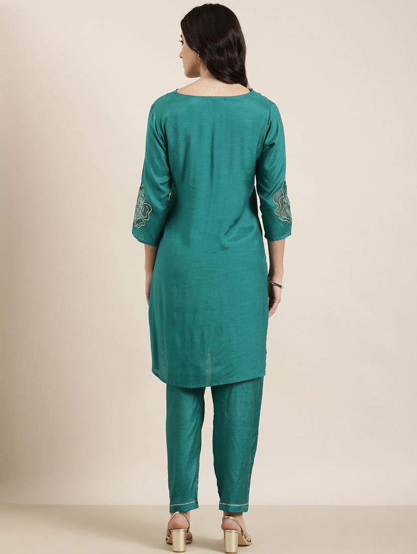 women three quarter sleeve kurta pant set - 20961166 - Standard Image - 3