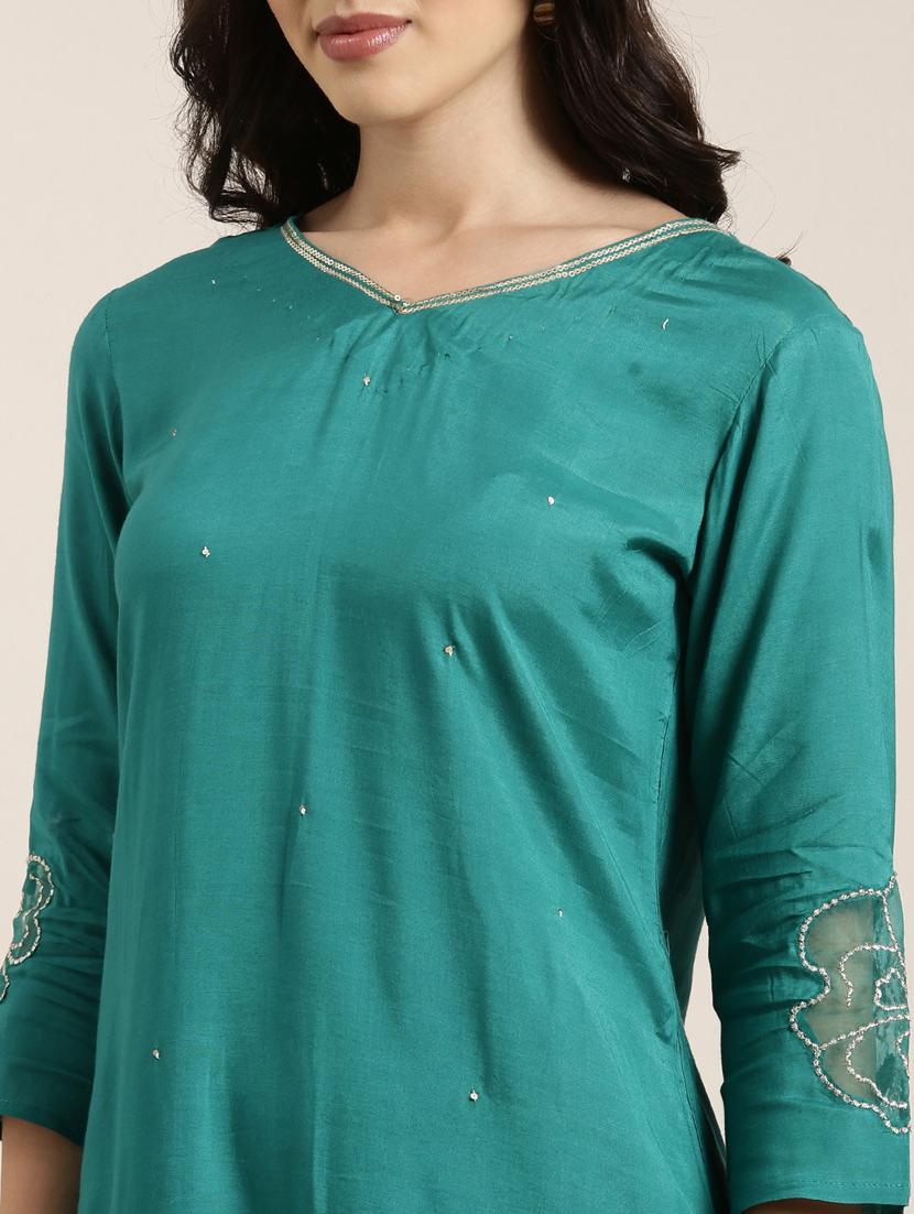 women three quarter sleeve kurta pant set - 20961166 - Standard Image - 5