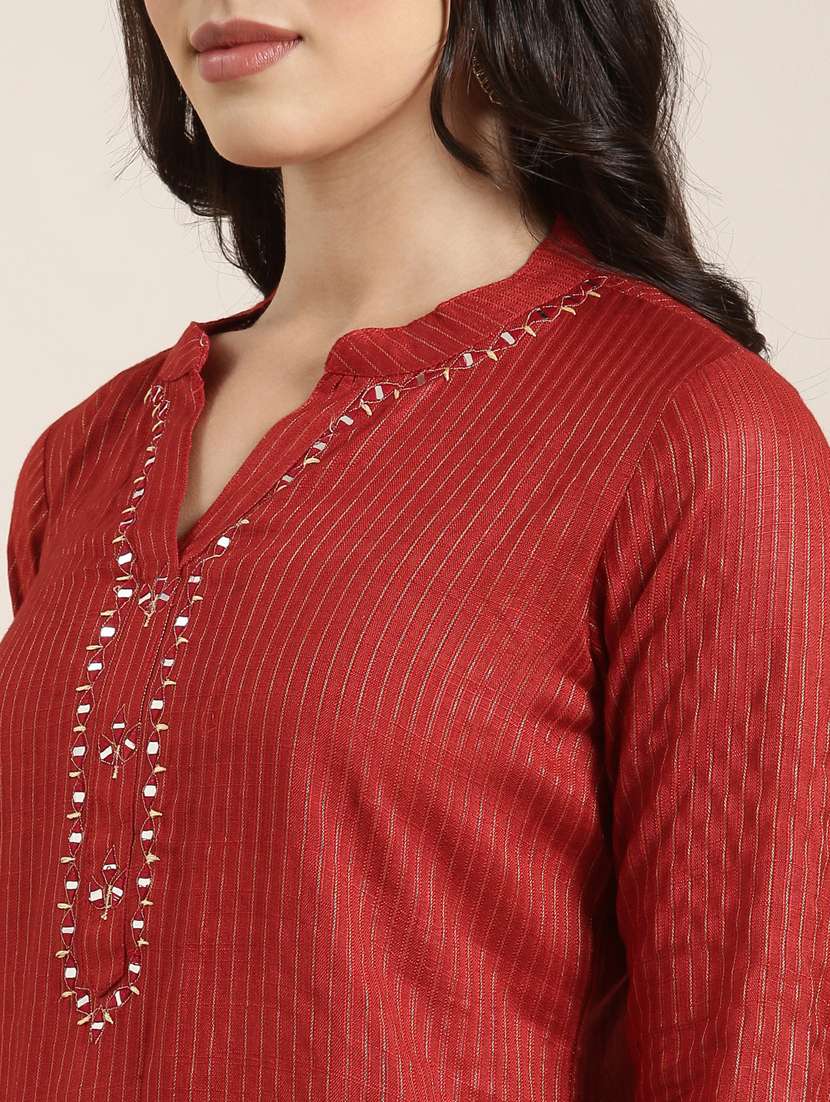 women self design mandarin neck kurta pant set with dupatta - 20961178 -  Standard Image - 5