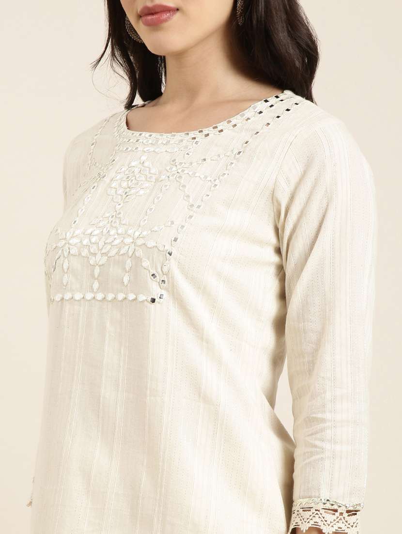 women mirror work kurta pant set with dupatta - 20961195 -  Standard Image - 5