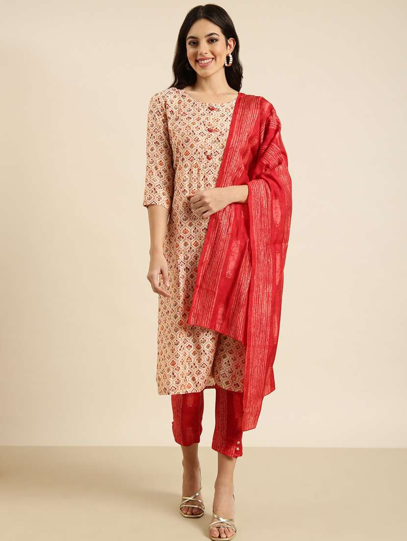 women floral printed kurta pant set with dupatta - 20961215 -  Zoom Image - 0
