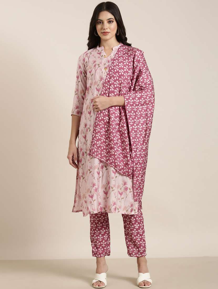women floral printed kurta pant set with dupatta