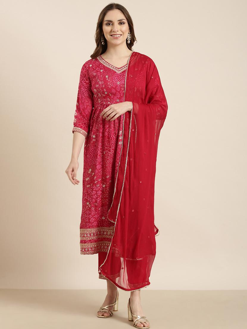 women printed kurta pant set with dupatta - 20961219 -  Zoom Image - 0