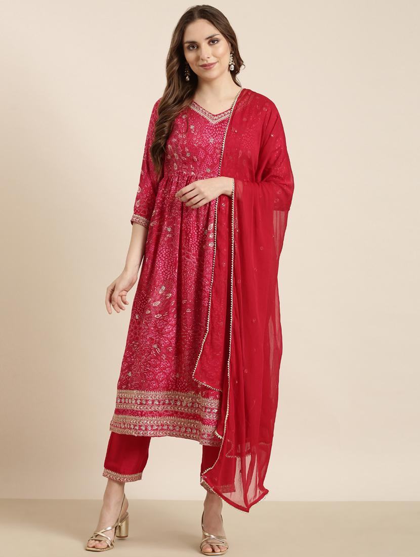 women printed kurta pant set with dupatta - 20961219 - Standard Image - 3