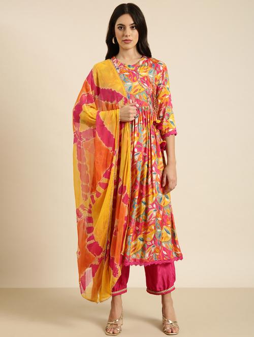 women multi color printed kurta salwar set - 20961220 - Standard Image - 0