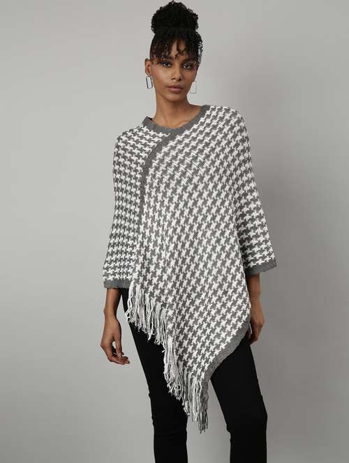 women v-neck self-designed poncho - 20961247 -  Standard Image - 0