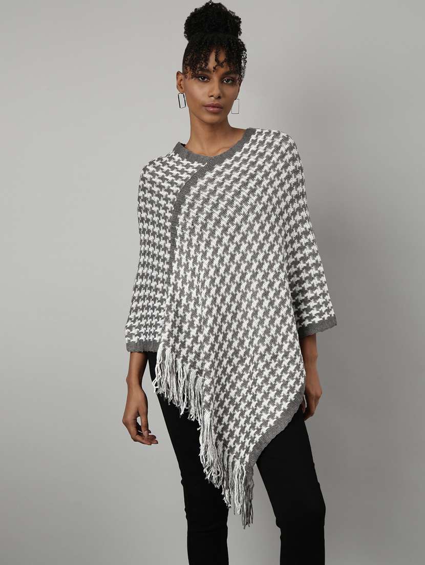 women v-neck self-designed poncho