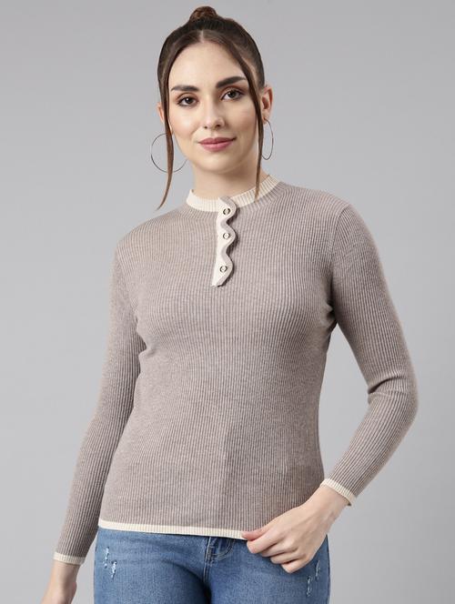 women long sleeved solid regular pullover - 20961256 -  Standard Image - 0