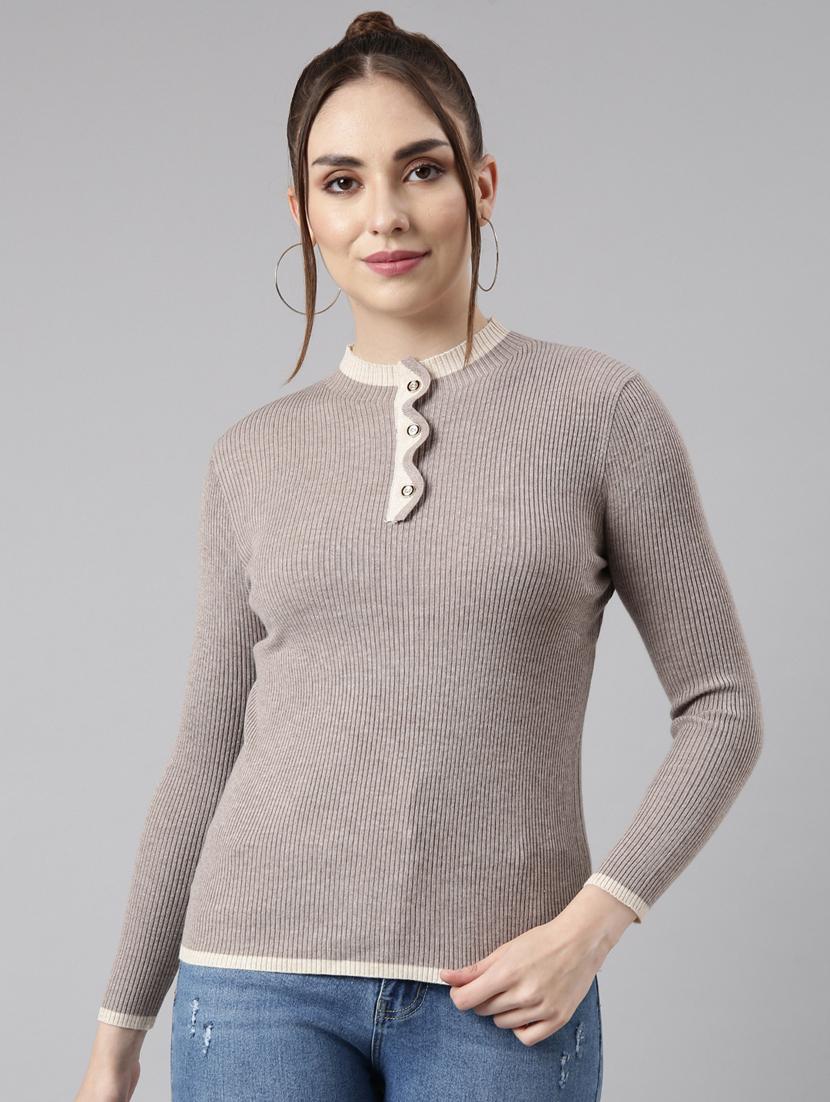 women long sleeved solid regular pullover - 20961256 -  Zoom Image - 0