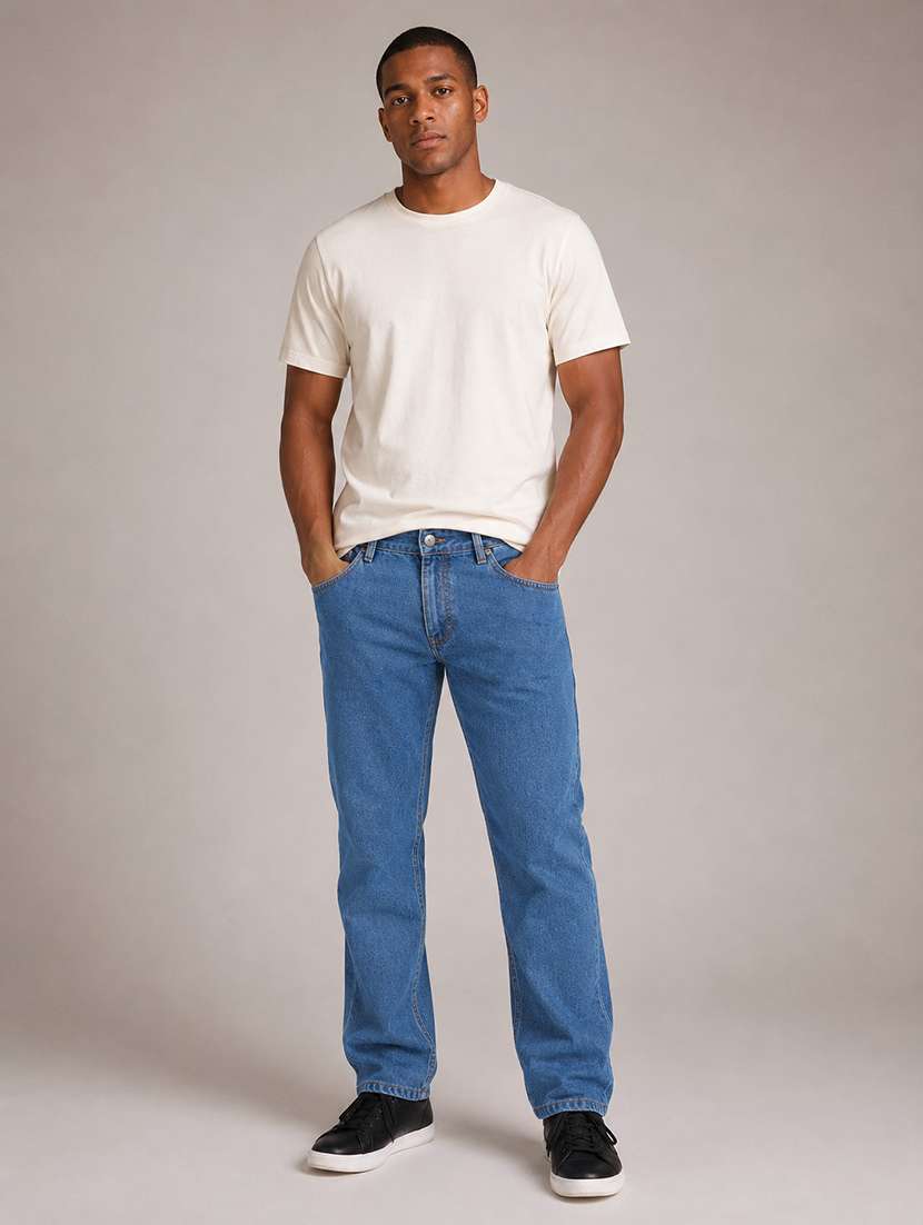 men plain baggy fit jeans