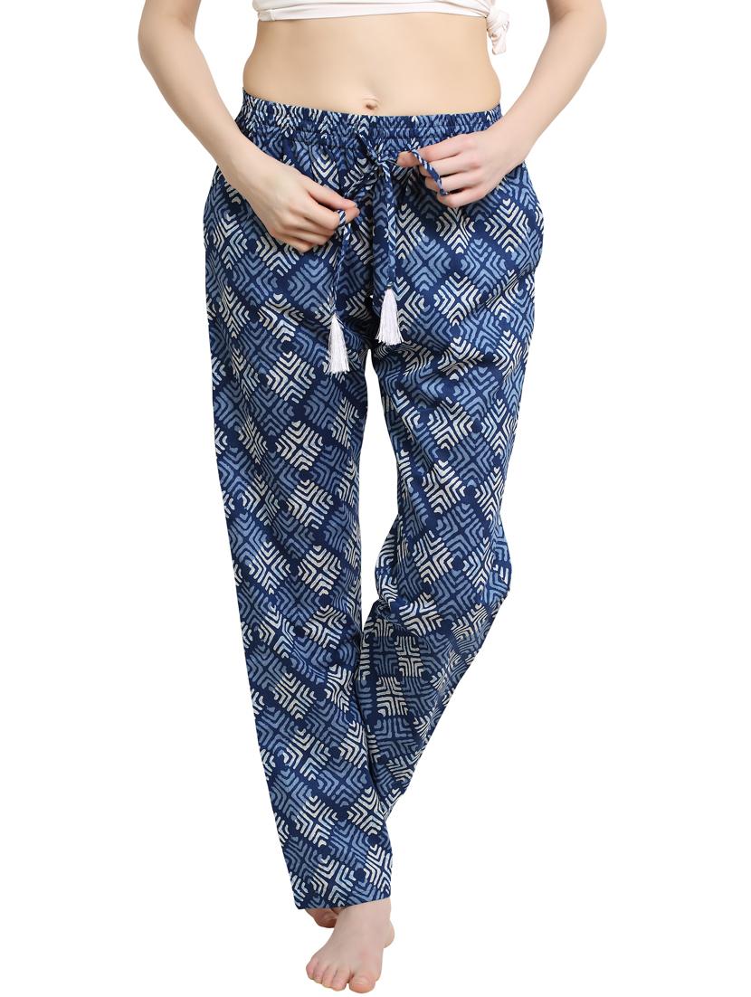 blue block printed pajama - 20961712 - Zoom Image - 0