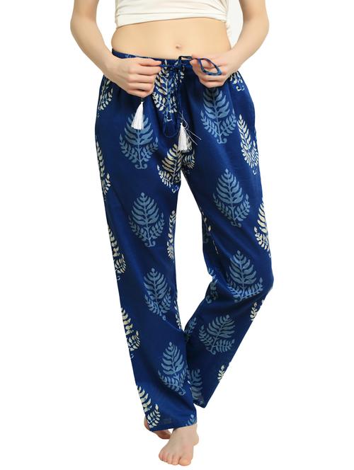 blue block printed pajama - 20961713 - Standard Image - 0
