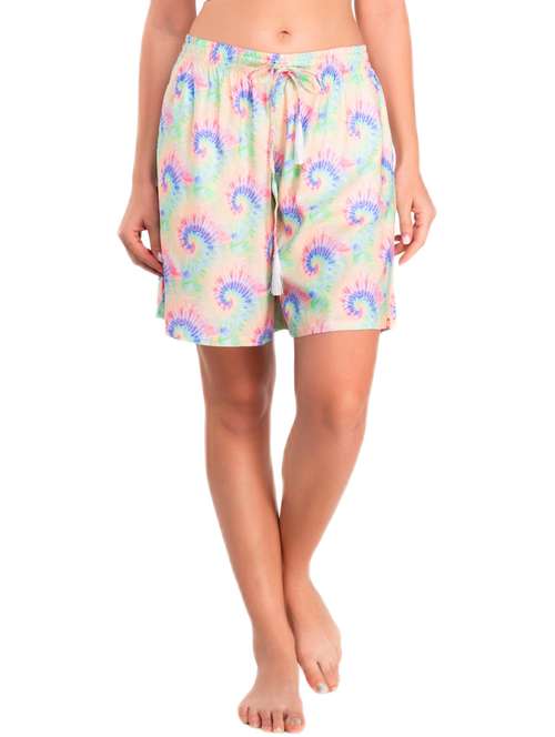 women multi coloured tie & dye printed shorts - 20961775 -  Standard Image - 0