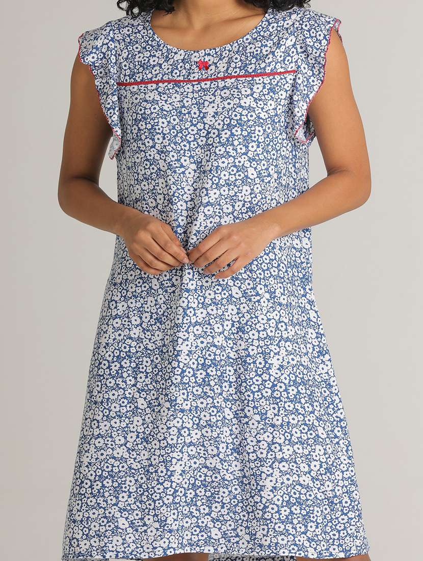 women blue floral printed sleepshirt - 20961884 -  Standard Image - 3