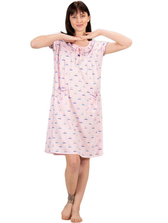women tie up neck short sleeves nighties - 20961885 -  Zoom Image - 0
