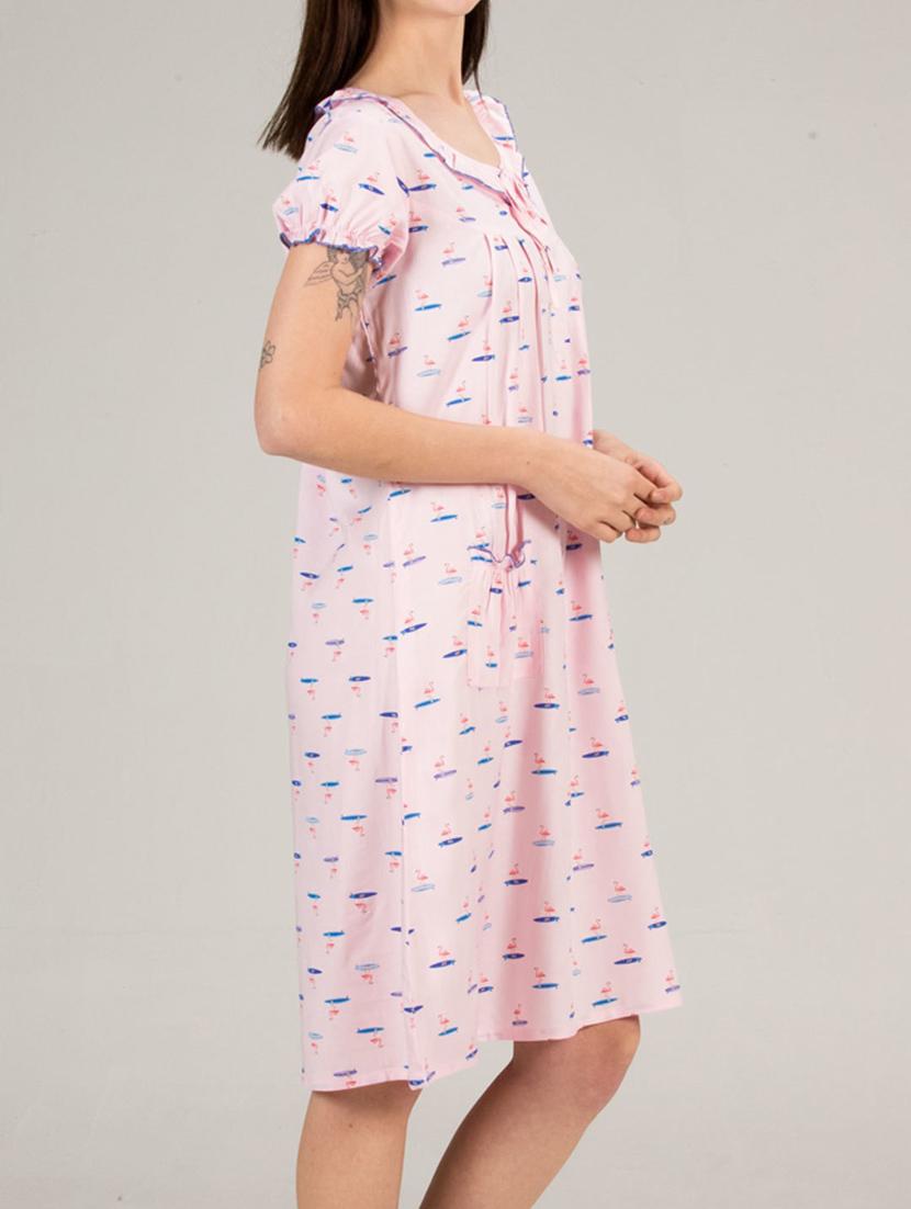 women tie up neck short sleeves nighties - 20961885 - Standard Image - 3