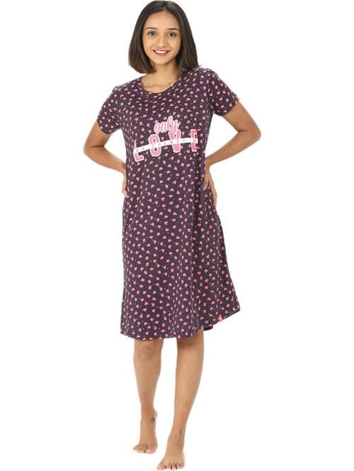 women printed round neck sleepshirt - 20961895 - Standard Image - 0