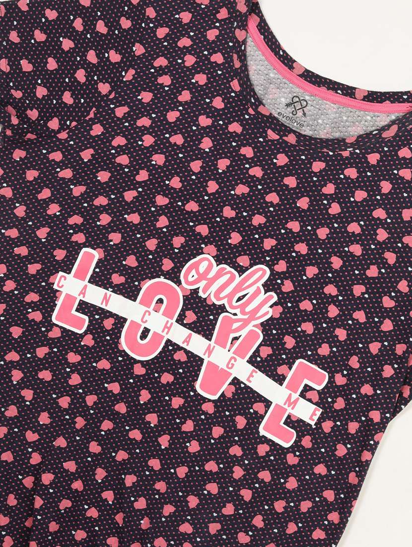women printed round neck sleepshirt - 20961895 - Standard Image - 3