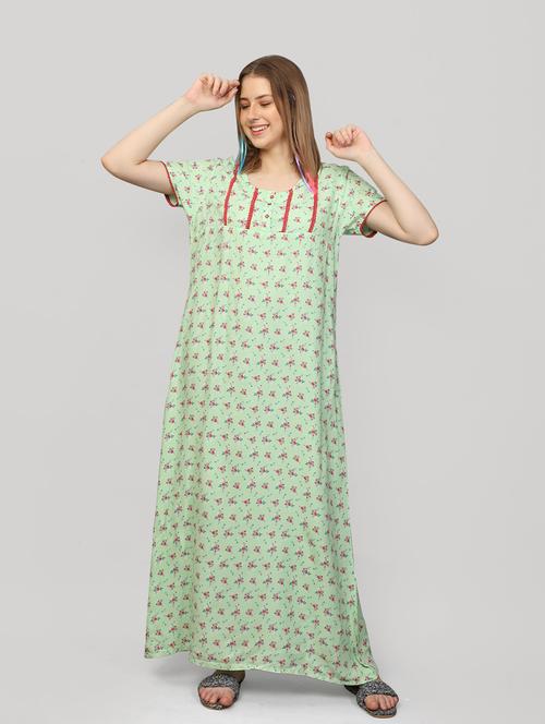 women green floral printed night dress - 20961917 - Standard Image - 0
