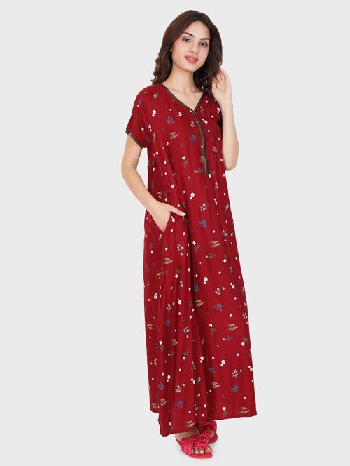women short sleeve printed nighty - 20961979 - Standard Image - 0