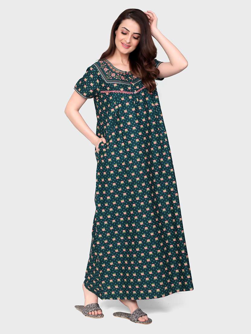 women short sleeve printed nighty - 20961999 -  Zoom Image - 0