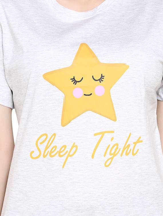 women white printed detailed top & pyjama set - 20962127 -  Standard Image - 3