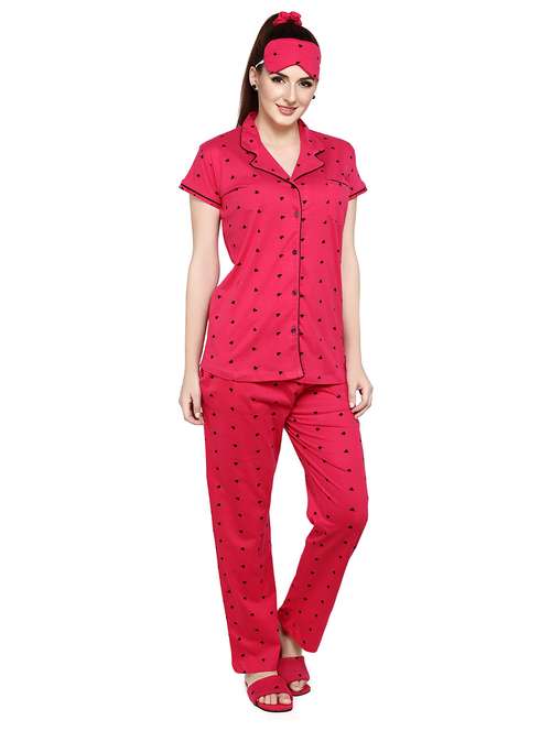 women red printed shirt & pyjama set - 20962140 -  Standard Image - 0