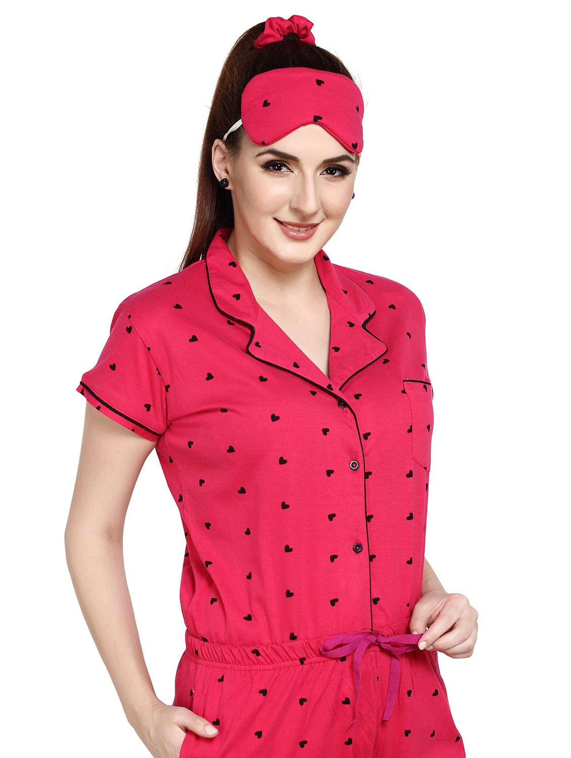 women red printed shirt & pyjama set - 20962140 -  Standard Image - 3