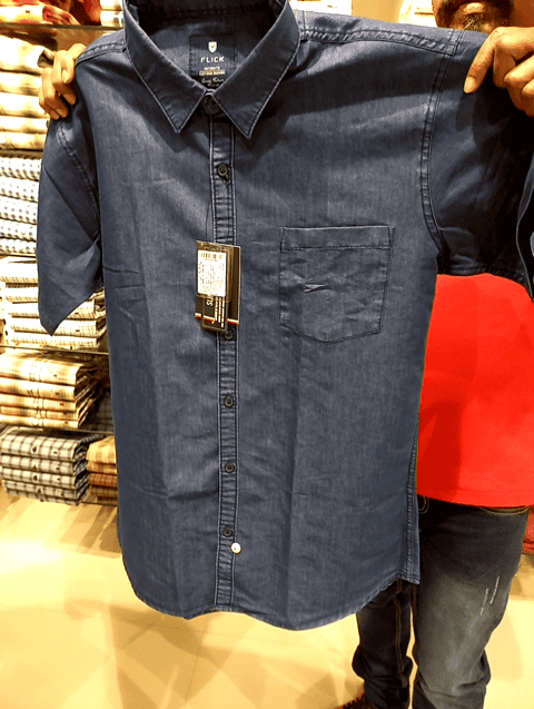 ice blue denim casual shirt - 20962376 - Standard Image - 0
